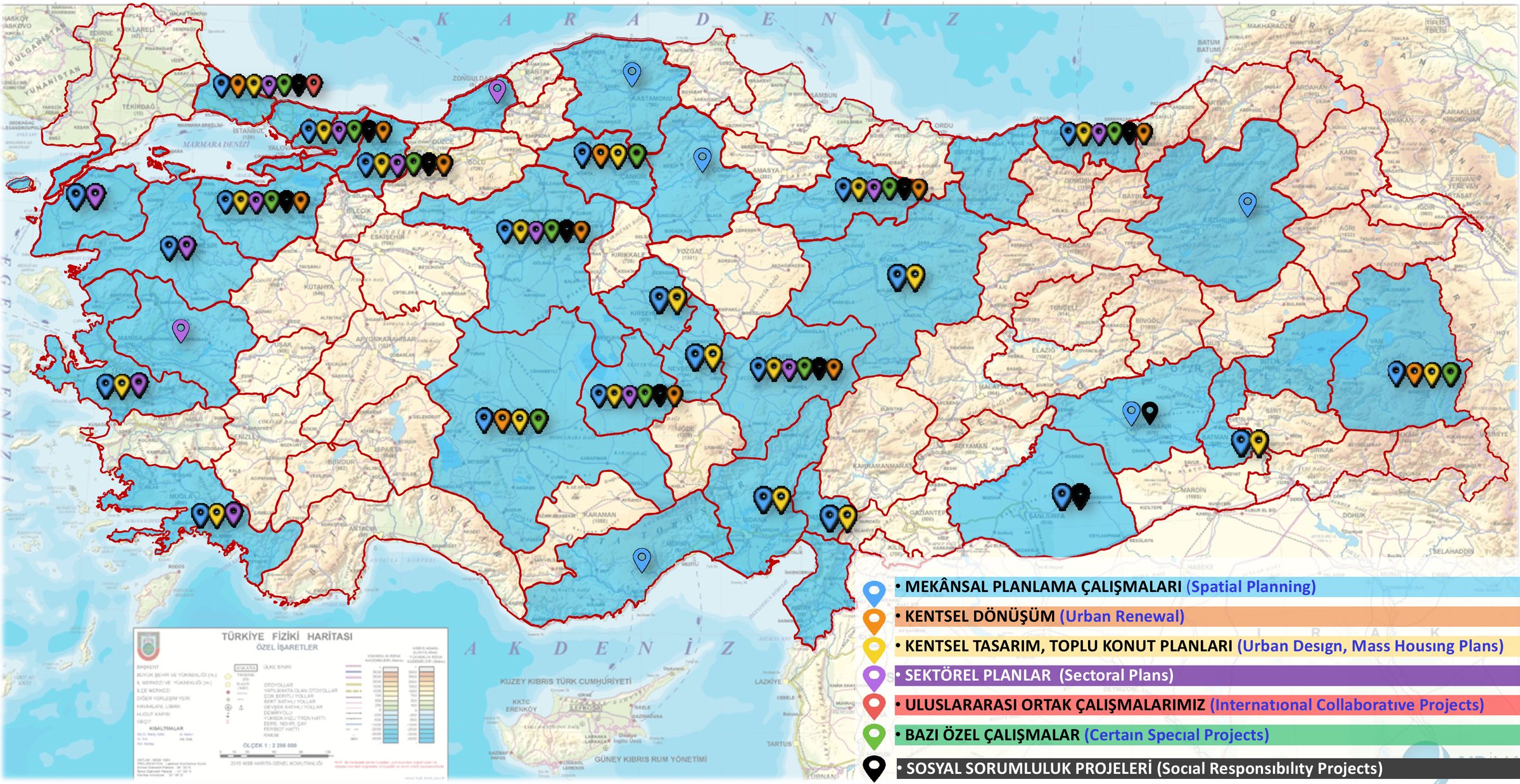 ND İmar çalışma yapılan bölgeler haritası: proje yapılan iller ve çalışma türleri